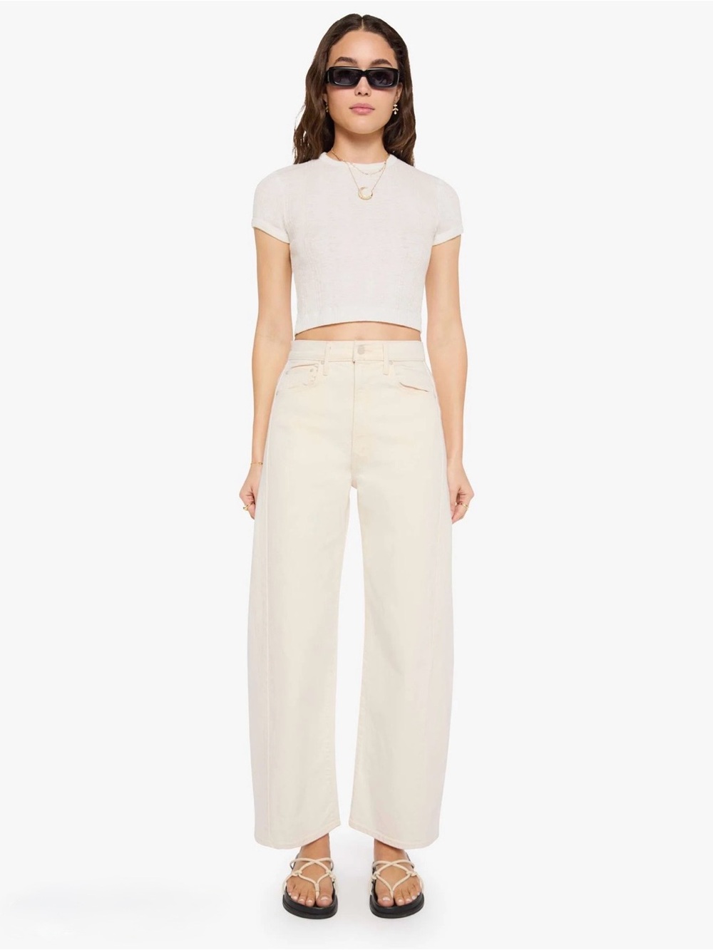 NWT Mother Superior The Half-Pipe Act Natural Cream Barrel Jeans